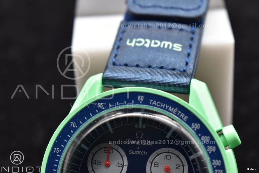 Strap Omega Nylon Earth Moonwatch to Bioceramic x on Quartz Swatch Mission 1228